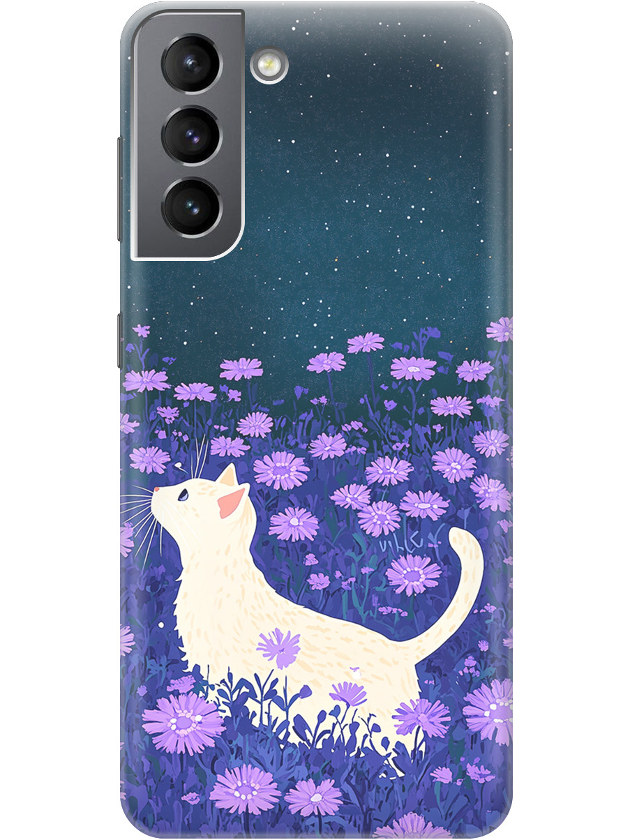 

Силиконовый чехол на Samsung Galaxy S21 с принтом матовый черный 857160, Черный;белый;фиолетовый, 724125012