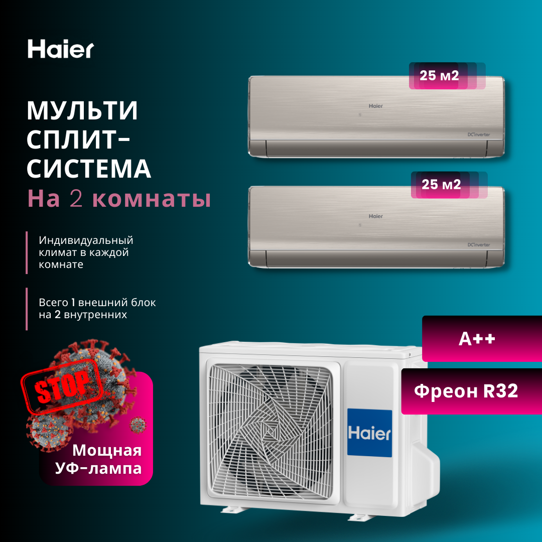 Мульти сплит-система Haier AS09NS6ERA-Gх2/2U40S2SM1FA