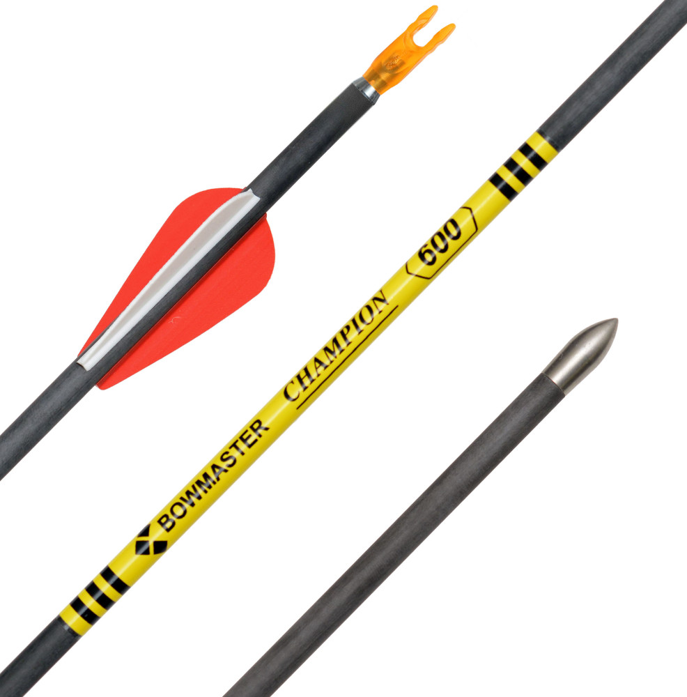 Карбоновая стрела для лука Bowmaster Champion, оперение 1,75'' Streamline (500)