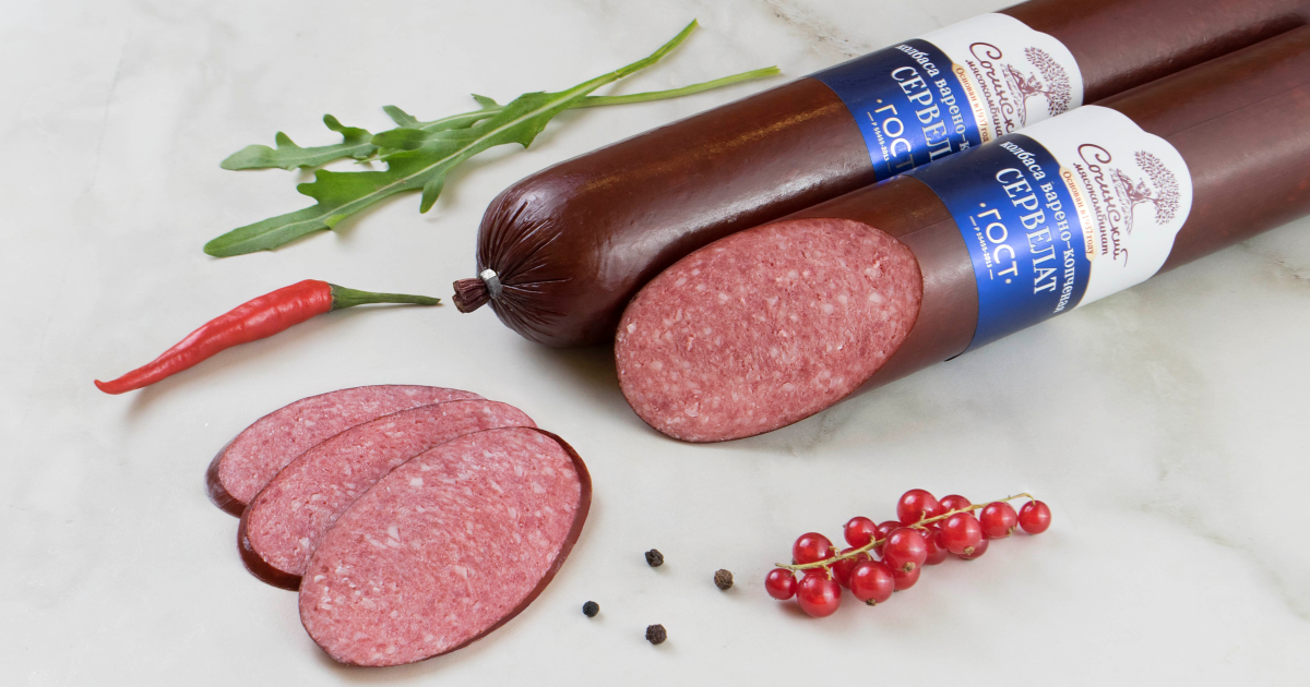 

Колбаса Сочинский мясокомбинат Сервелат ГОСТ варено-копченая
