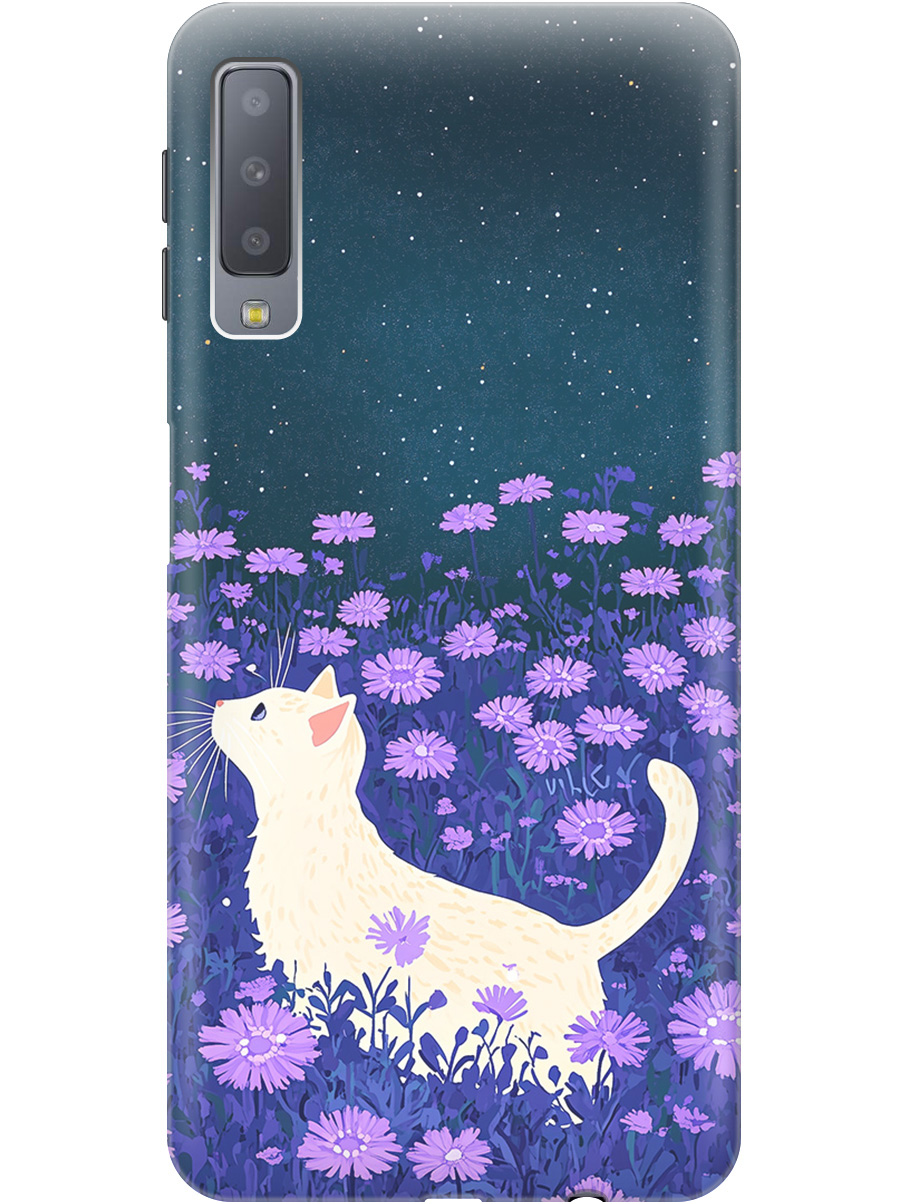 

Силиконовый чехол на Samsung Galaxy A7 (2018) с принтом матовый черный 857164, Черный;белый;фиолетовый, 719709112