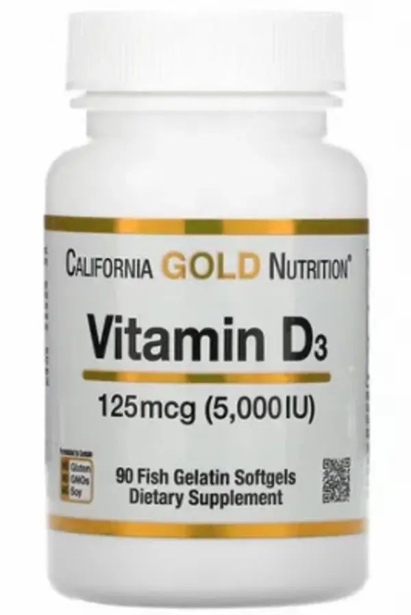 California Gold Nutrition, витамин D3, 125 мкг (5000 МЕ), капсулы 90 шт.