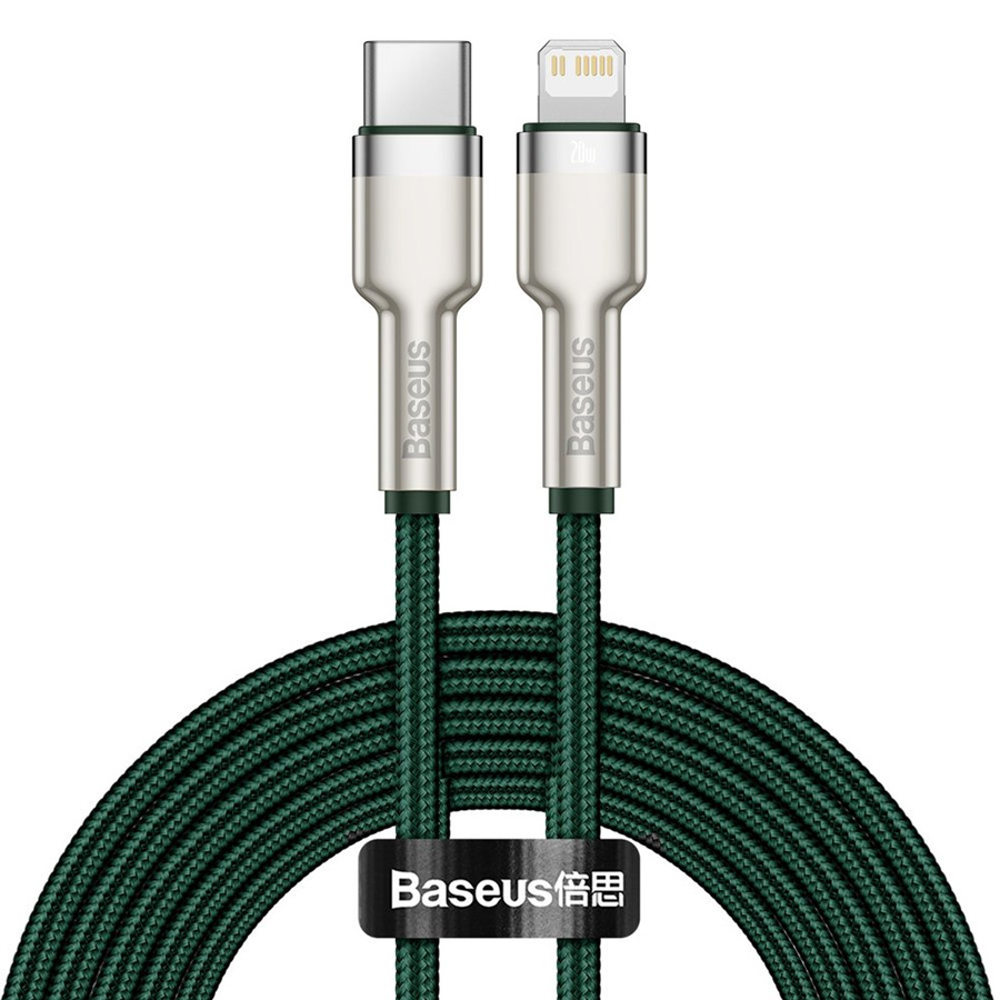 Кабель USB Type-C (m) - Lightning (m) 2м Baseus Cafule Series PD 20W Зеленый (CATLJK-B06)