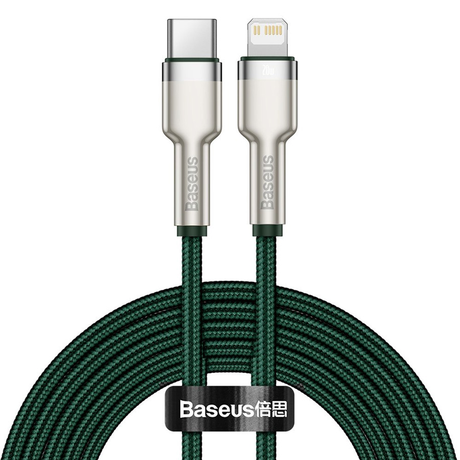 фото Кабель usb type-c (m) - lightning (m) 2м baseus cafule series pd 20w зеленый (catljk-b06)