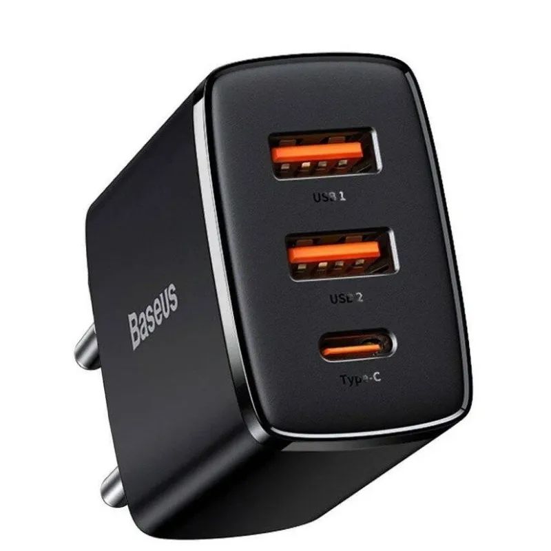 Сетевое зарядное устройство NoBrand type-c - usb 1xUSB Type-C, 2xUSB-A 3 А черный