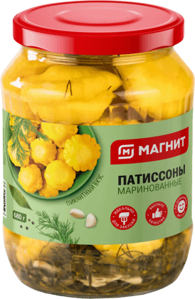 Патиссоны Магнит маринованные 680 г 195₽