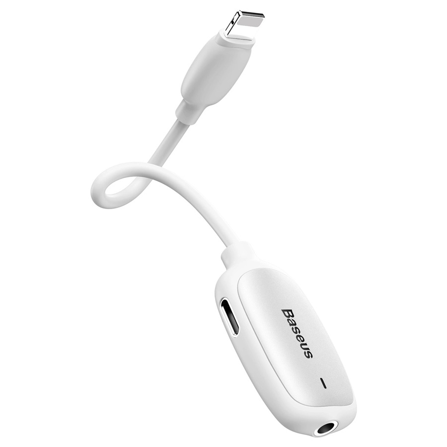 

Переходник Lightning - AUX 3.5мм+Dual Lightning Baseus 3in1 Белый/Серебристый (CALL51-S2)