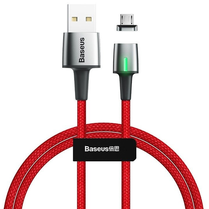 фото Магнитный кабель usb 2.0 a (m) - micro usb (m) 1м baseus zinc magnetic красный (camxc-a09)