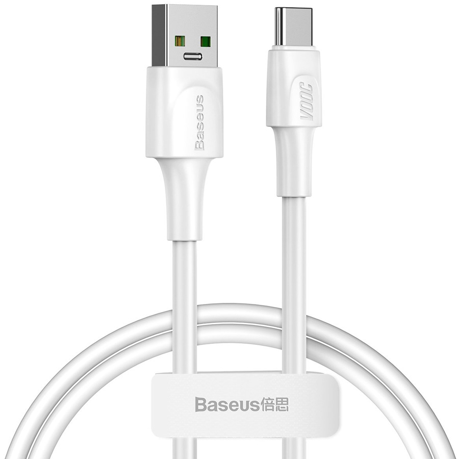 фото Кабель usb 2.0 a (m) - usb type-c (m) 1м baseus white series - белый (catsw-f02)