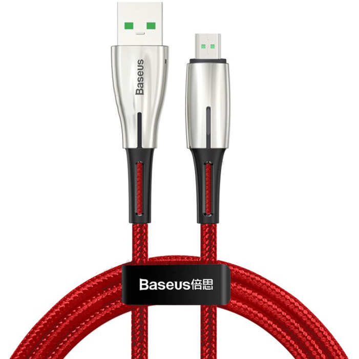 фото Кабель usb 2.0 a (m) - micro usb 2.0 b (m) 1м baseus waterdrop - красный (camrd-b09)