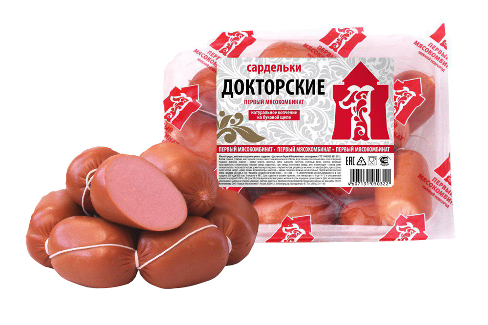 

Сардельки Первый Мясокомбинат Докторские +-1 кг