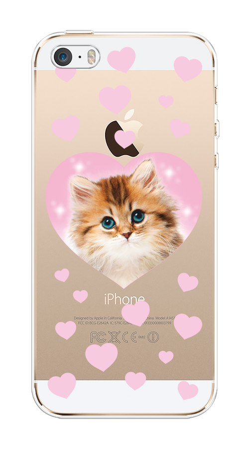 

Чехол на Apple iPhone 5/5S/SE "Котенок в сердце", Розовый;оранжевый;белый;прозрачный, 10350-1