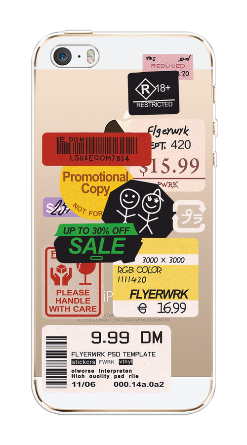 

Чехол на Apple iPhone 5/5S/SE "Коллаж из наклеек", Красный;желтый;зеленый;белый, 10350-1
