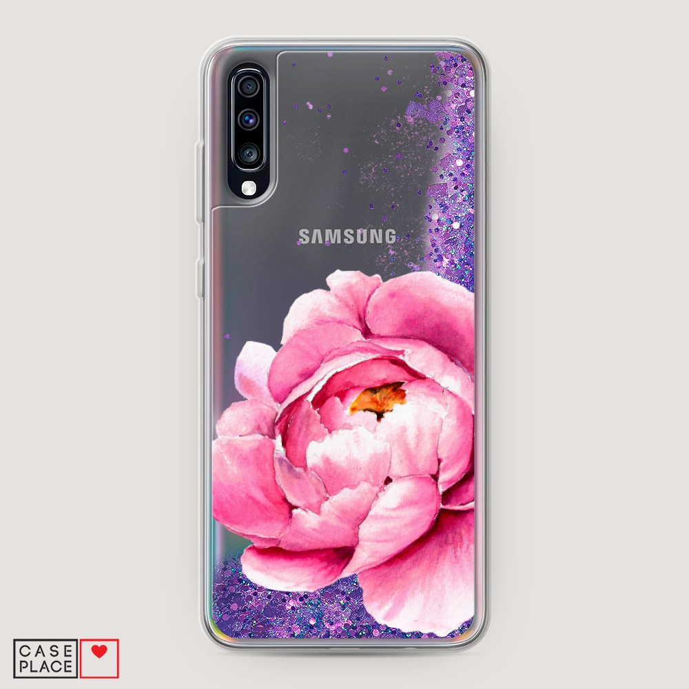 

Жидкий чехол с блестками "Прекрасный пион" на Samsung Galaxy A70, 28192-1