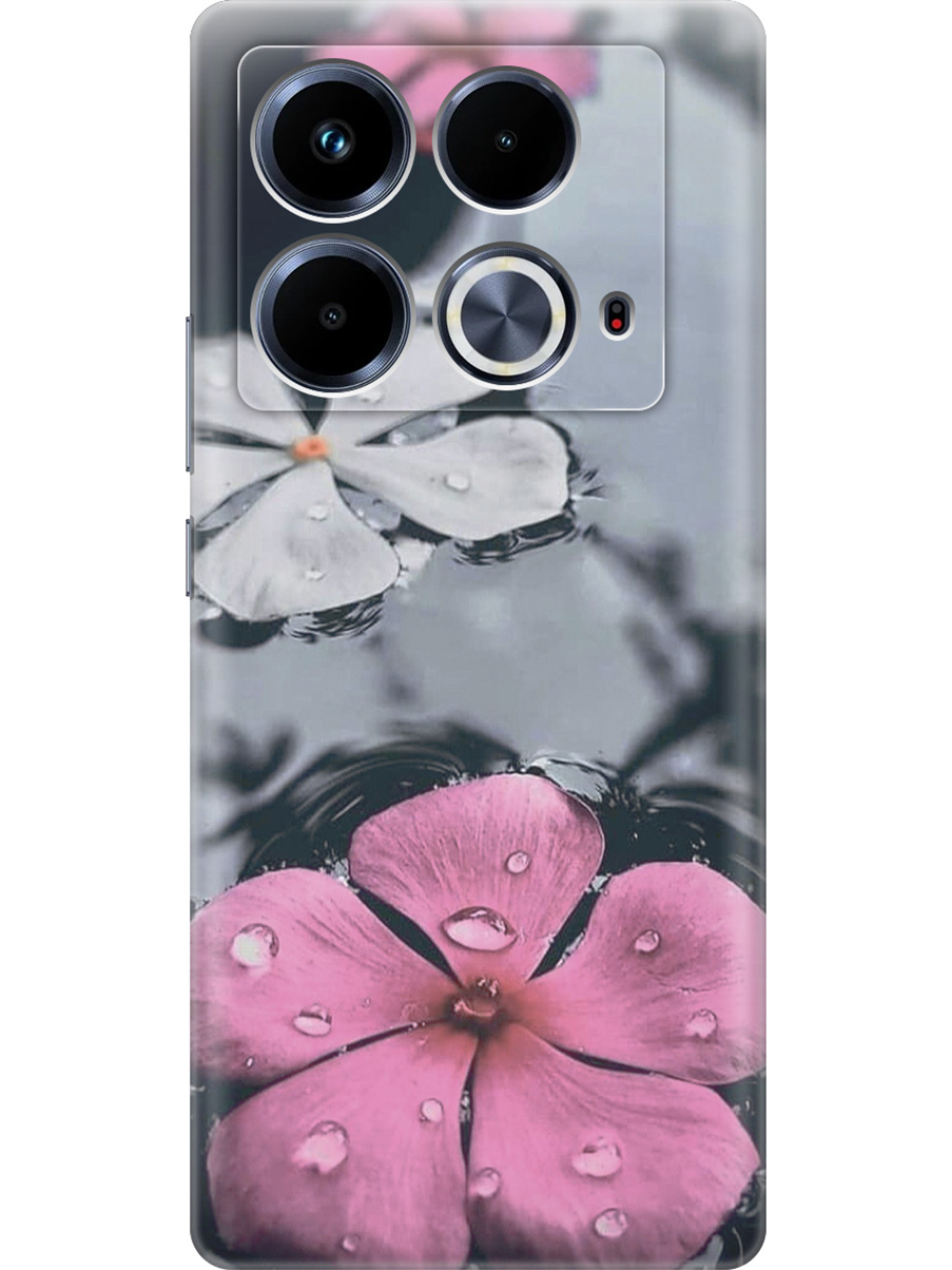 

Силиконовый чехол на Infinix Note 40 с принтом "Фиалки в воде", Прозрачный;розовый;серый, 782626423