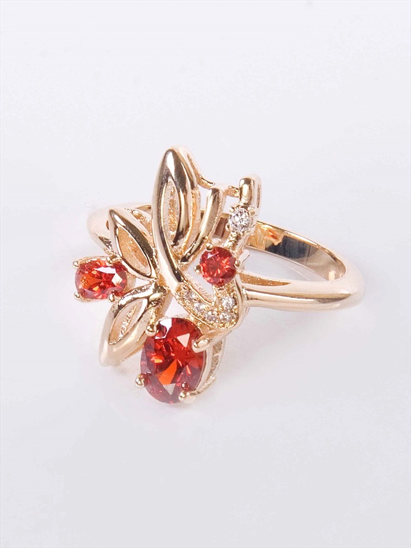 

Кольцо из бижутерного сплава р. 18 Lotus Jewelry 3040R-05gn, гранат/циркон, Кольцо с гранатом "Лесная мелодия" 3040R-05gn
