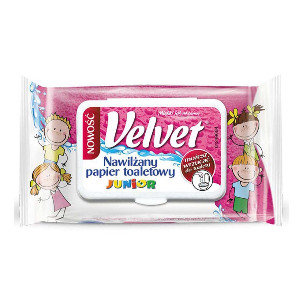 фото Влажная туалетная бумага velvet junior 42 шт