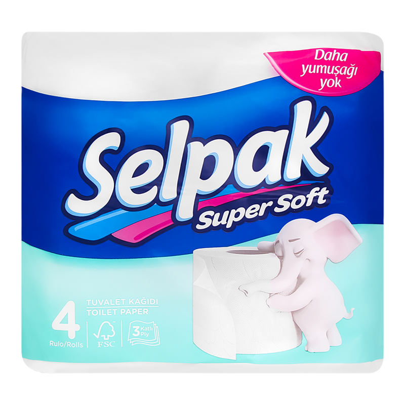 

Туалетная бумага Selpak Super Soft 3 слоя 4 рулона, Белый