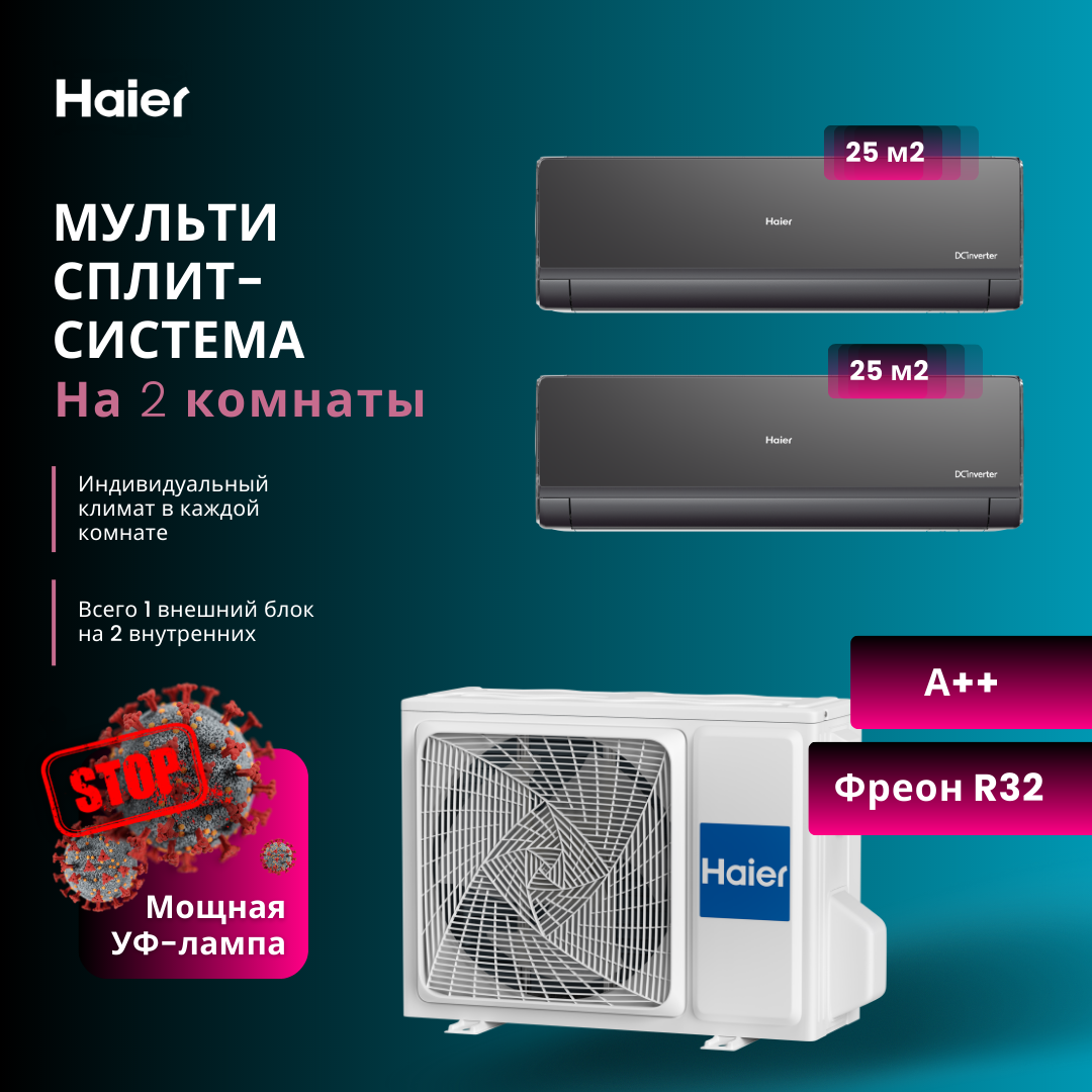 Мульти сплит-система Haier AS09NS6ERA-B/2U40S2SM1FAх2