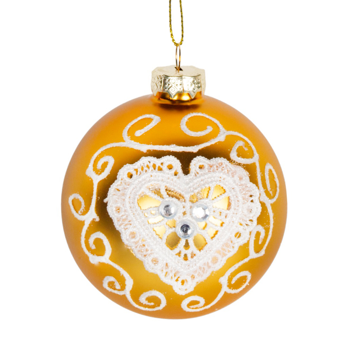 

Елочный шар Сердце,NoBrand, 0523064, 8 см, золото, Золотистый