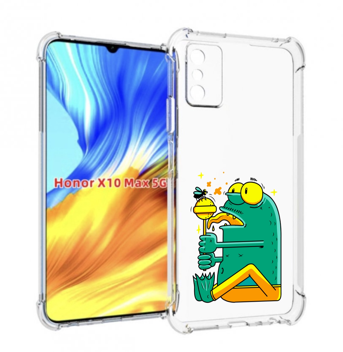 

Чехол MyPads Зеленая лягушка с чупа чупсом для Honor X10 Max, Прозрачный, Tocco