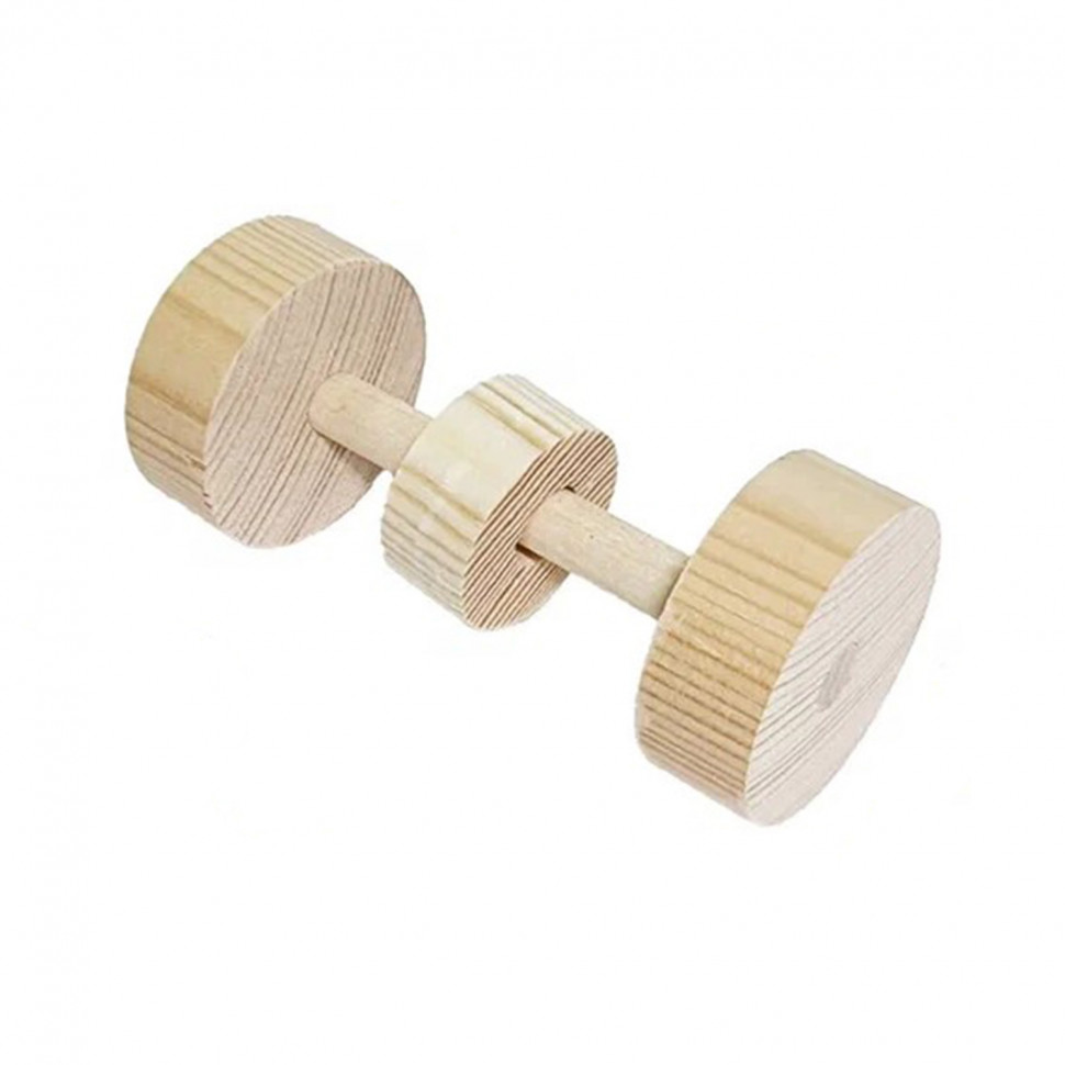 

Игрушка для грызунов PetStandArt дерево, бежевый 1х4х9см, Dumbbell