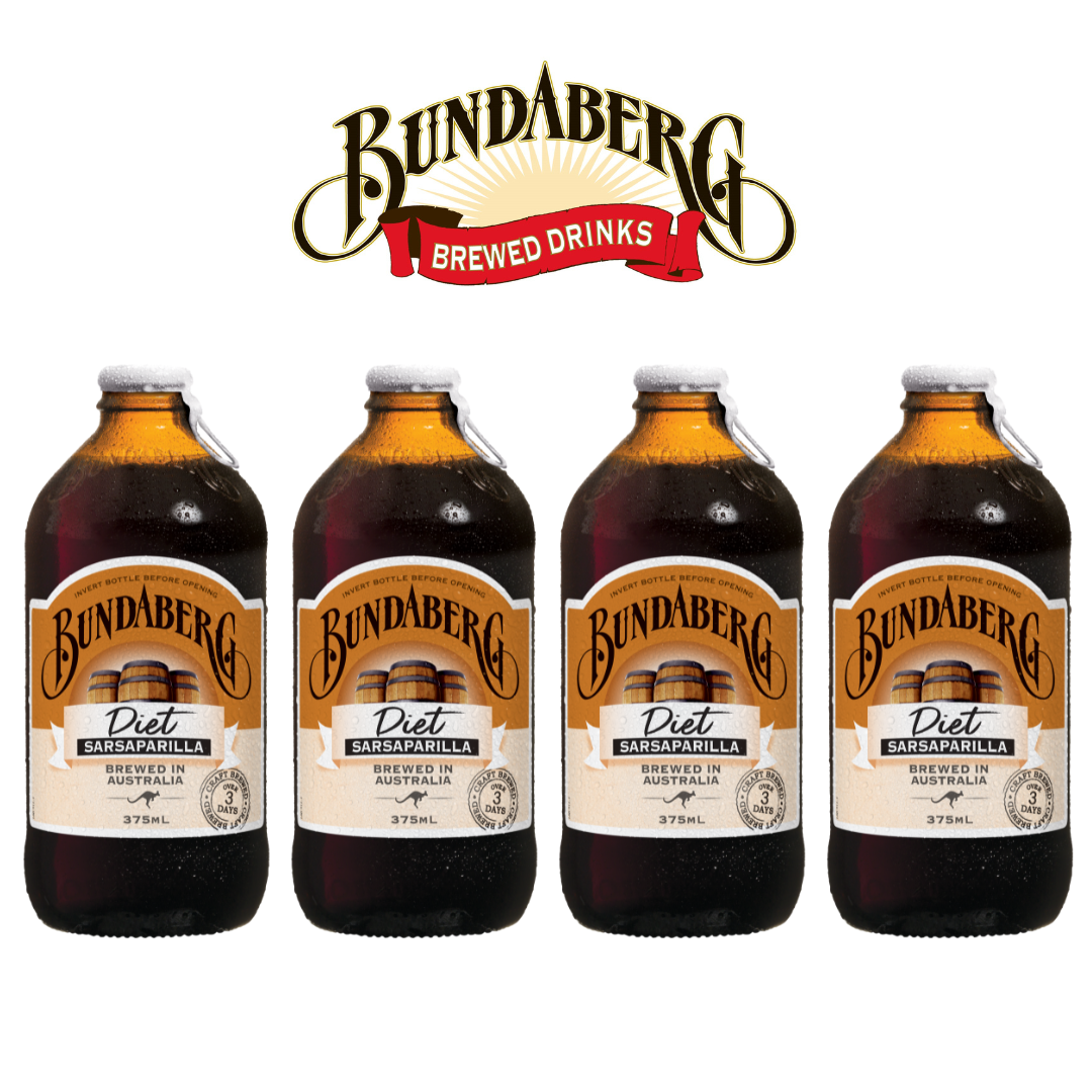 Лимонад Bundaberg Сарсапарилла Рутбир низкокалорийный, 375 мл х 4 шт