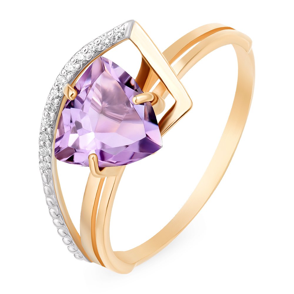 

Кольцо женское из красного золота с аметистом, фианитом 585Gold 201013497, р, 201013497