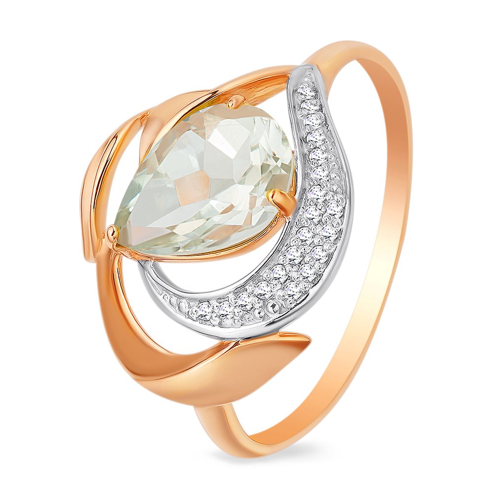 

Кольцо женское из красного золота с аметистом, фианитом 585Gold 201011313, р. 20, 201011313