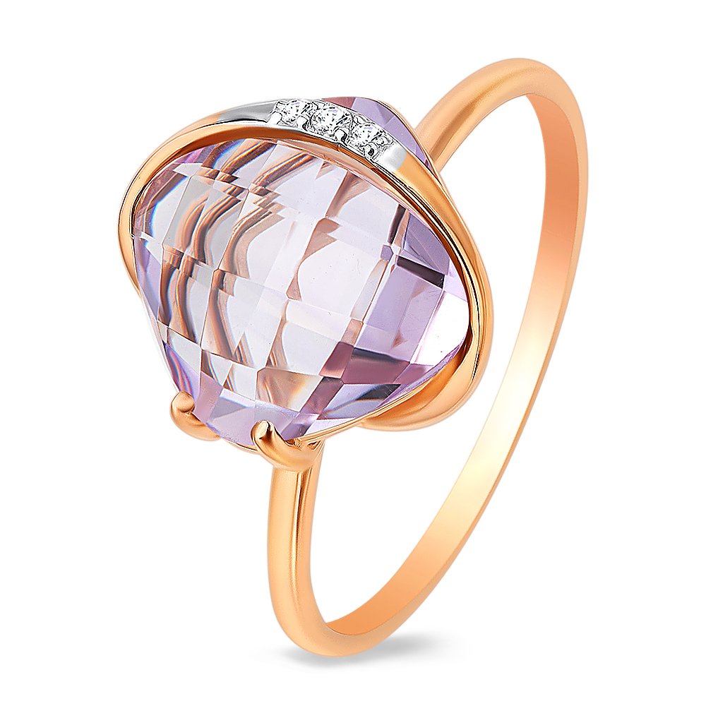 

Кольцо женское из красного золота с аметистом, фианитом 585Gold 201011295, р, 201011295