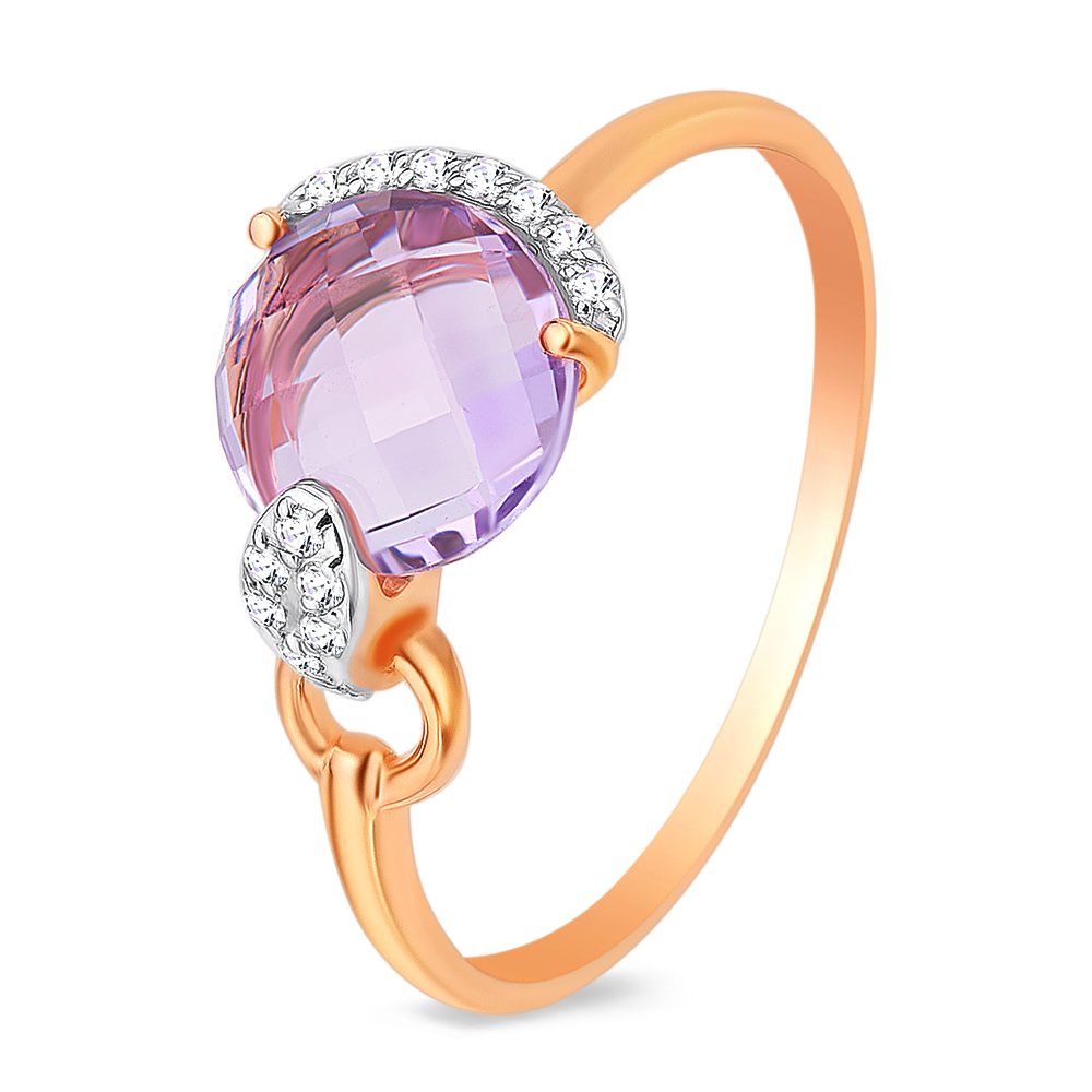 

Кольцо женское из красного золота с аметистом, фианитом 585Gold 201011292, р, 201011292