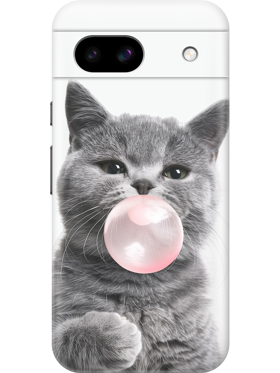 

Силиконовый чехол на Google Pixel 8a с принтом "Котик и жвачка", Прозрачный;белый;розовый;серый, 784809111