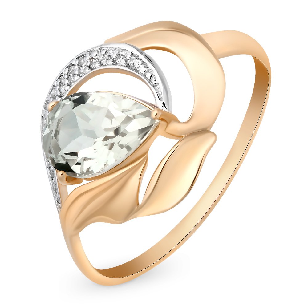 

Кольцо женское из красного золота с аметистом, фианитом 585Gold 201011313, р. 18, 201011313