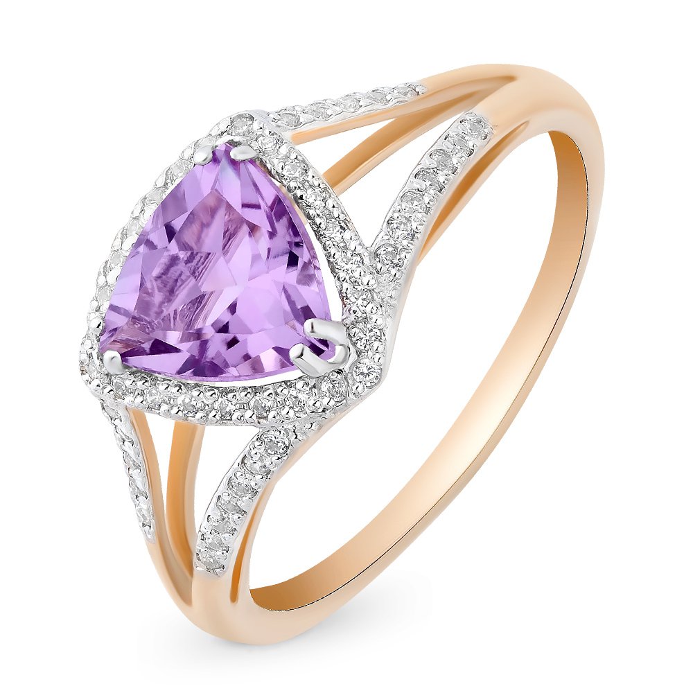 

Кольцо женское из красного золота с аметистом, фианитом 585Gold 201011311, р. 16,5, 201011311