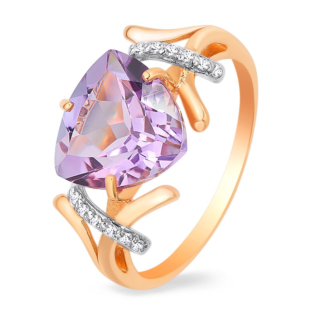 

Кольцо женское из красного золота с аметистом, фианитом 585Gold 201011304, р, 201011304