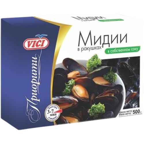 

Мидии Vici, замороженные, 500 гр