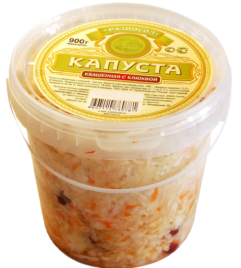 

Капуста Разносол квашенная с клюквой 900 г