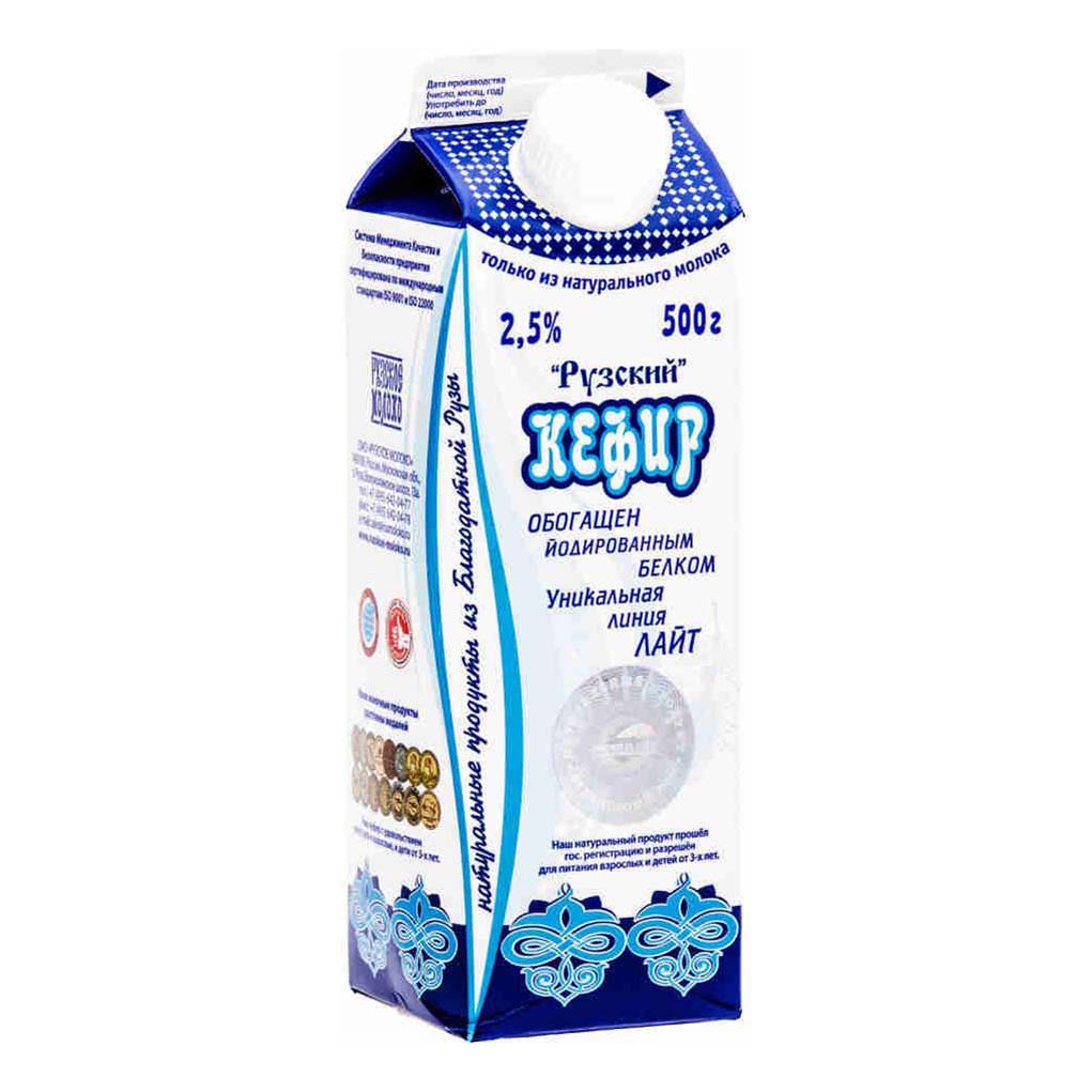 Кефир Рузское Молоко с йодированным белком 2,5% БЗМЖ 500 мл