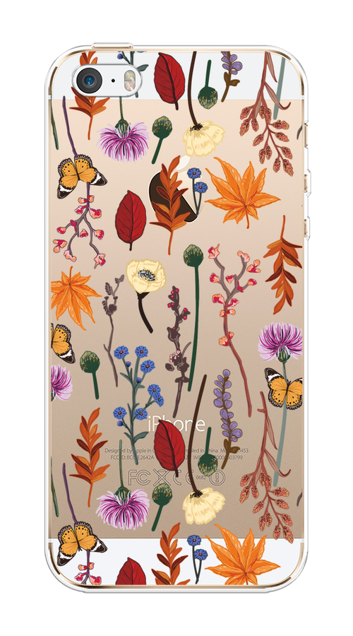 

Чехол на Apple iPhone 5/5S/SE "Orange Purple flowers", Оранжевый;красный;розовый;желтый;прозрачный, 10350-1