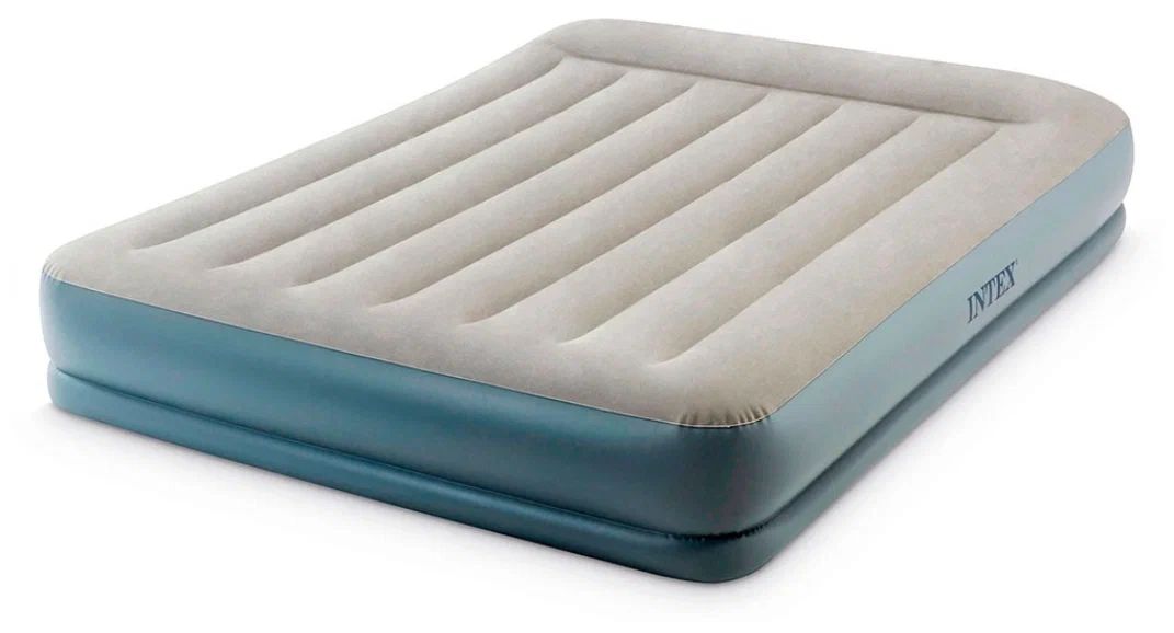 Кровать надувная Pillow Rest Queen Mid-Rise,203*152*30 см,встроенный насос 220В,Intex (641
