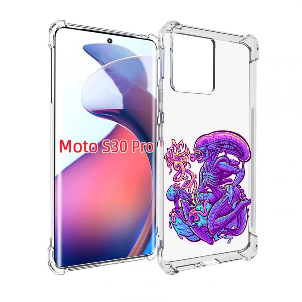 

Чехол MyPads чужой фиолетовый цвет для Motorola Moto S30 Pro, Прозрачный, Tocco