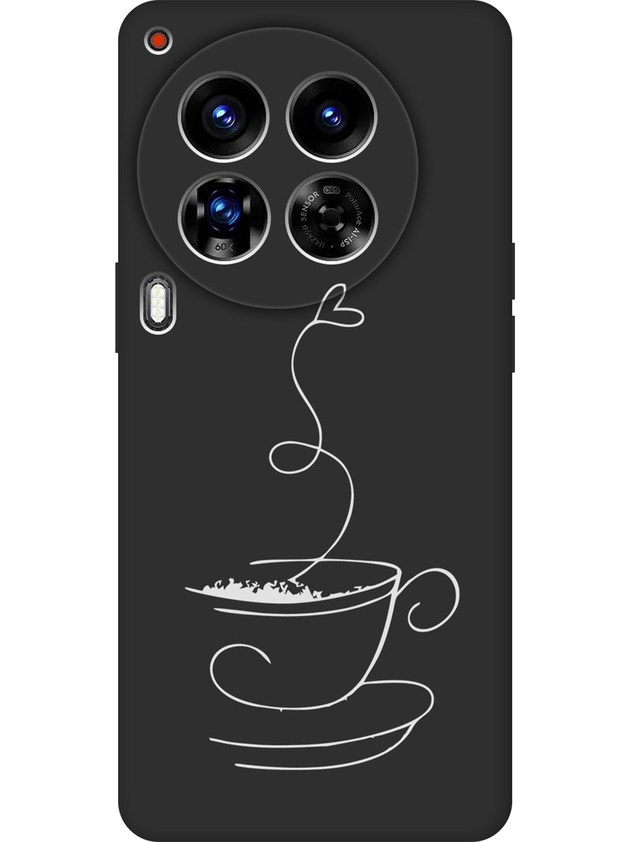 

Силиконовый чехол на Tecno Camon 30 Premier 5g с принтом "Кружечка кофе" матовый черный, Черный;белый;серый, 782633061