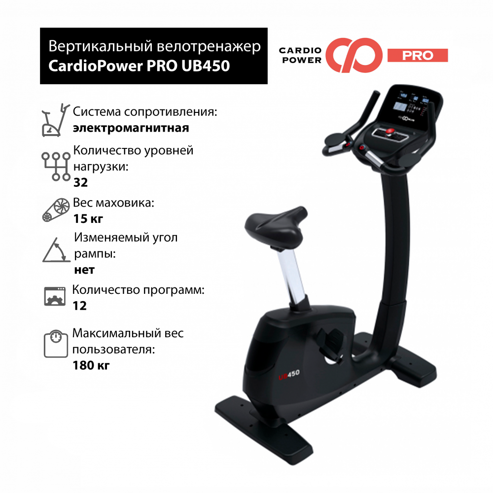 фото Профессиональный вертикальный велотренажер cardiopower pro ub450 (ub410) cardio power