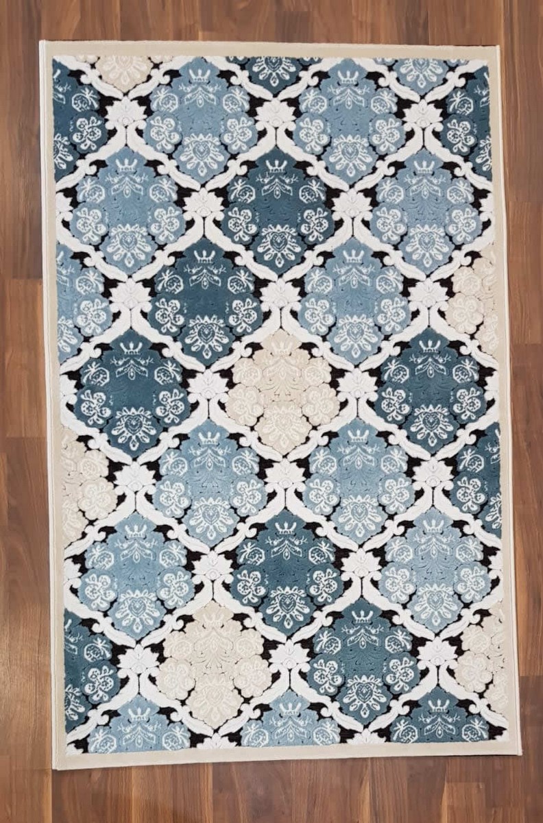 фото Ковер gloria 4057a прямой с.голубой 80x300 sofia rugs