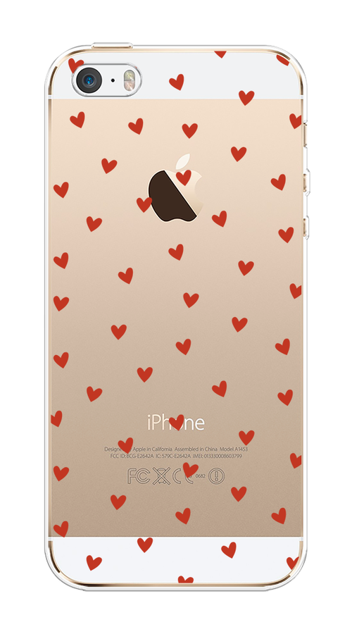 

Чехол на Apple iPhone 5/5S/SE "Red hearts", Красный;прозрачный, 10350-1