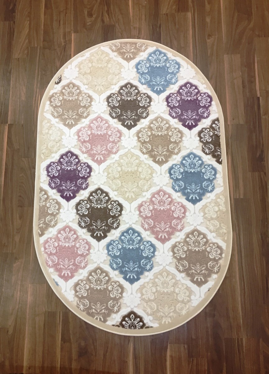 фото Ковер gloria 4057a овал т.бежевый 80x300 sofia rugs