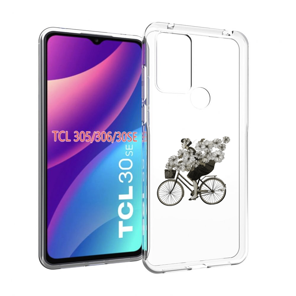 

Чехол MyPads девушка на велосипеде с цветами для TCL 30SE/305/306/30E, Tocco
