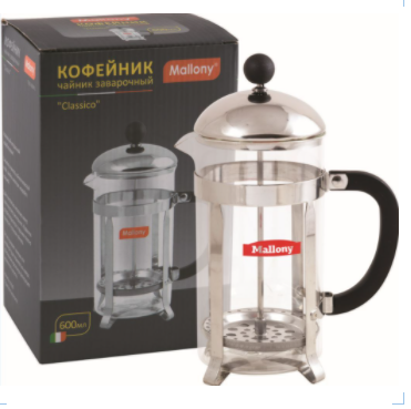 фото Заварочный чайник mallony кофе-пресс сlassico t002-600ml (950144) nobrand