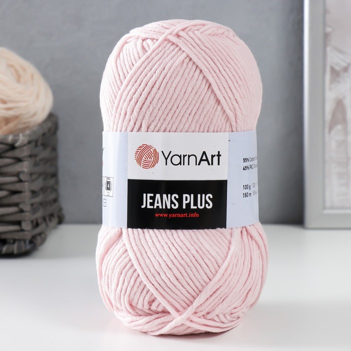 

Пряжа "Jeans plus" 55% хлопок, 45% акрил 160м/100гр (18 розовый), Пряжа для вязания "Jeans plus"