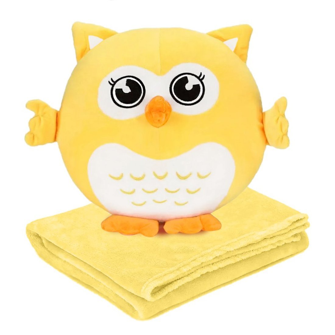 Мягкая игрушка-плед Maxitoys совёнок жёлтый, 30 см, 851419